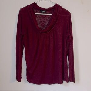 Tribal Maroon Long Sleeve Shirt With Cowl Neck